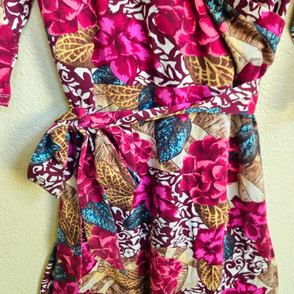 Soft Surroundings Floral Faux Wrap Midi Dress Petite Medium Luau Beach Office - Picture 7 of 7